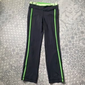 Lululemon Yoga Pants Womens 4 Black Neon Green Pull On Stretch Athletic Pocket